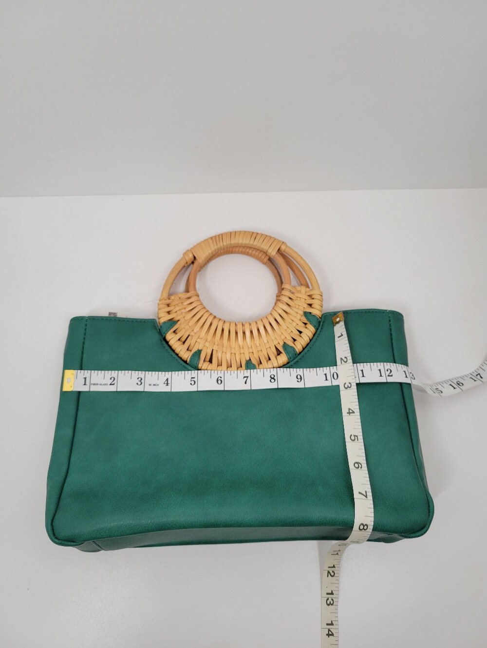 Anthropologie Marianne Green Faux Leather Bamboo Handle Crossbody Purse Bag NWT* - Picture 4 of 7